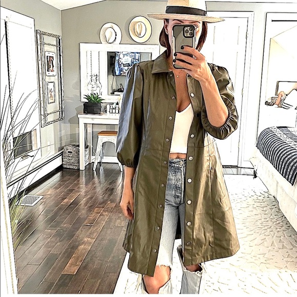 Only Jackets & Blazers - ONLY x Blue Denim olive green puff sleeve jacket S